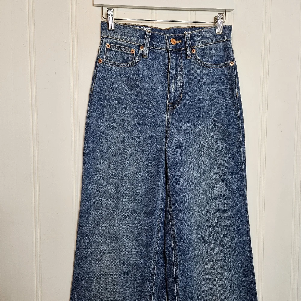 J.Crew Wide Leg Jeans 25T High Rise Tall Stretch Blue Denim Classic Fit NWT